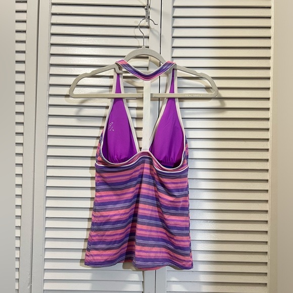 Athleta Tulum T Back Swimsuit Tankini Tank Top Pink Purple - Picture 6 of 6